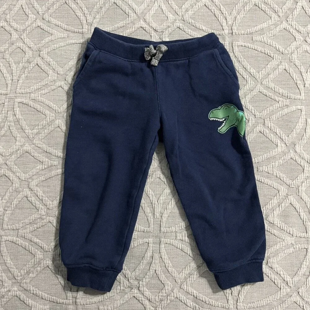 Carter's 24m Navy Blue T-Rex Dinosaur Jogger Pants Sweatpants